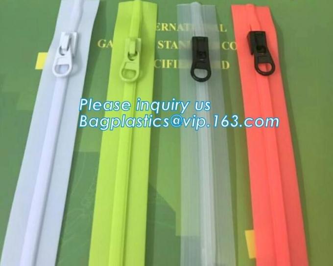 Waterproof heat seal apparel packaging seal with slider zip, pvc zipper
