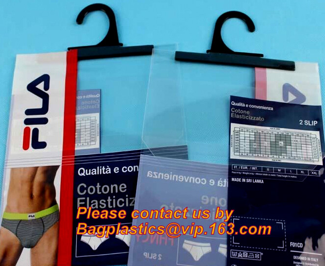 Custom printed PVC Hanger Bags Slider Zipper Bag With Plastic Hook For