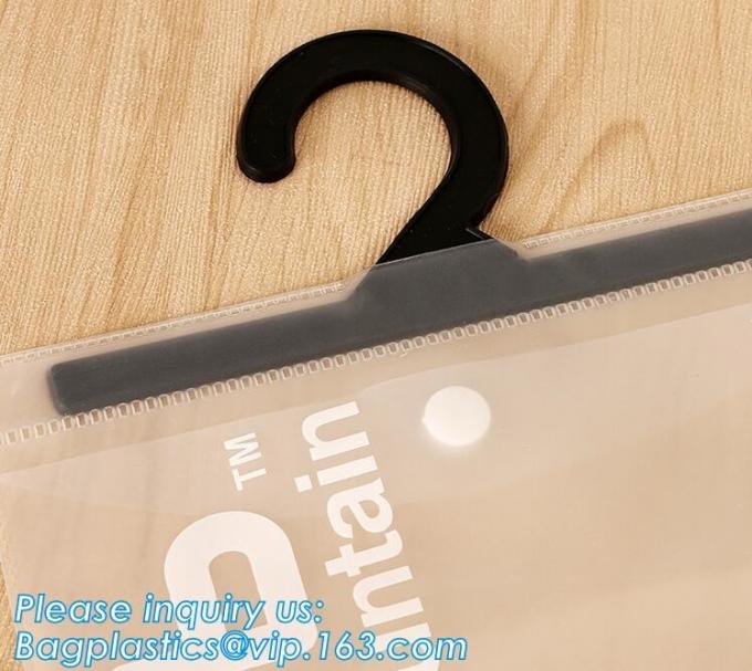 Custom printed PVC Hanger Bags Slider Zipper Bag With Plastic Hook For