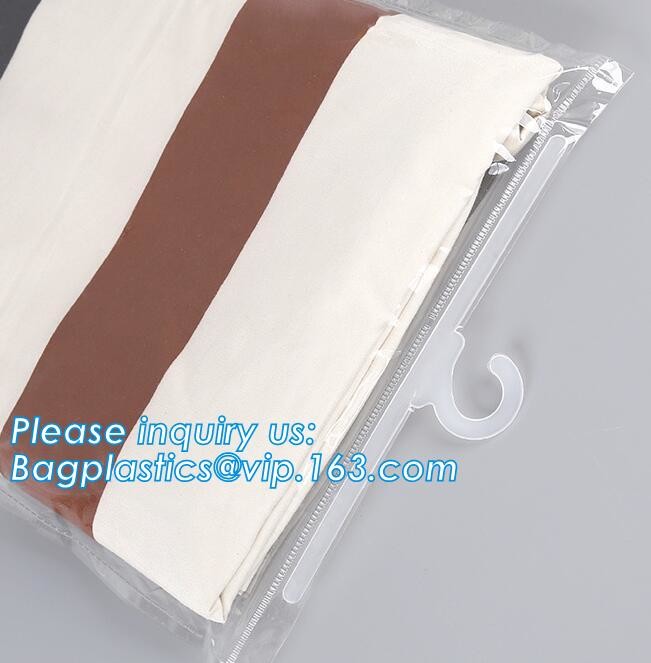 Custom printed PVC Hanger Bags Slider Zipper Bag With Plastic Hook For