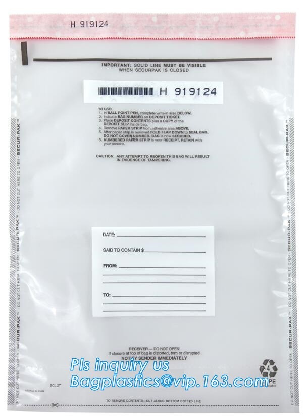 Plastic Bank Deposit Bags Plastic Security/Deposit Bags, Coin Hopper