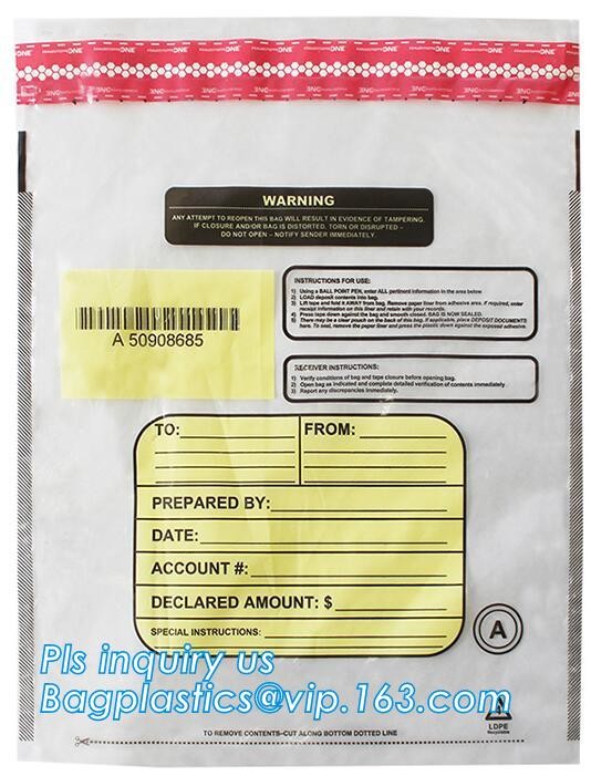 Plastic Bank Deposit Bags Plastic Security/Deposit Bags, Coin Hopper