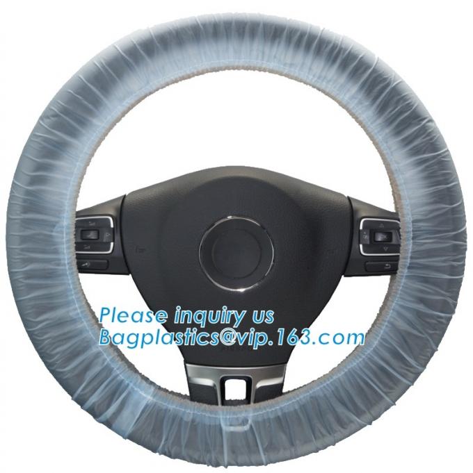 Reusable Plastic Car Seat Covers / Steering Wheel Cover Foil Disposable