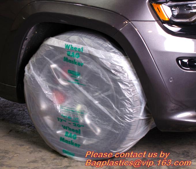 Heavy Duty Wheel Masker Tire Storage Bag , Disposable Tyre Bag On Roll