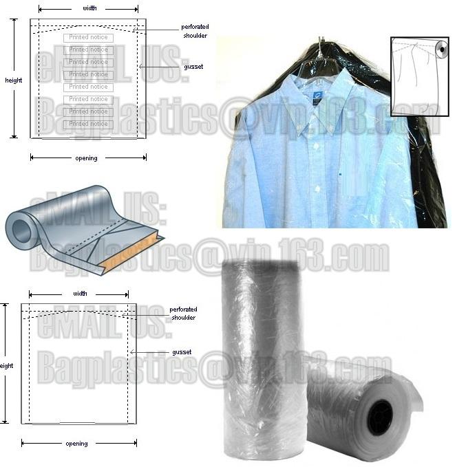 Perforated Clear Plastic Garment cover on Roll,disposable plastic garment bags in dry cleaner