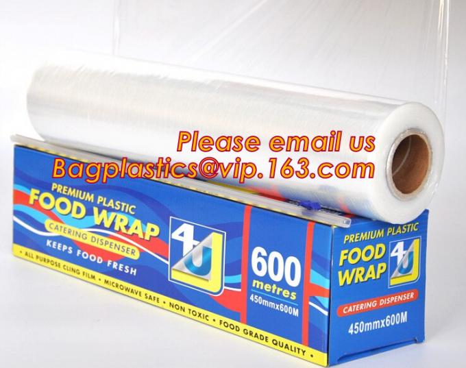 Keep Fresh PE food wrap plastic Cling film wrap jumbo roll, LLDPE power