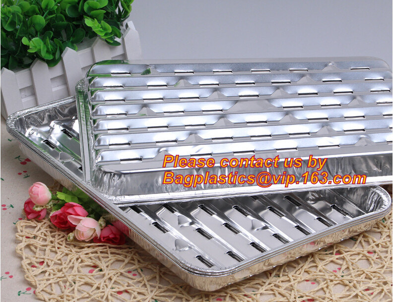 disposable roasting aluminum foil BBQ pan,Foil BBQ grill pan with hole